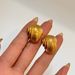 Hot Selling Real Gold Electroplated Titanium Steel Vintage Retro Vertical Grain Fashionable Earrings_ipsvogv.com