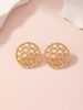 1 Pair Elegant Round Grid Zinc Alloy Ear Studs_ipsvogv.com