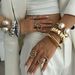 Exaggerated Ins Style Liquid Metal Pleated Bracelet, Fashionable Baroque Pearl Opening Bracelet Accessory For_ipsvogv.com