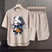Men's Clothing 2024 Waffle Casual Summer Suit Men's Loose Teen Short sleeved T shirt Shorts Handsome Two piece Suit_ipsvogv.com