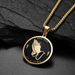 Praying hands prayer text stainless steel pendant prayer gesture titanium steel necklace_ipsvogv.com