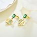 Earrings ear hooks sterling silver gold plated green zircon leaf earrings for women_ipsvogv.com