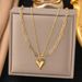 INS Stle Luxur Double-laer Chain Heart-shaped Pendant For Women's Fashion, Genuine Gold Plated Stainless Steel_ipsvogv.com