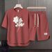 Men's Clothing 2024 Waffle Casual Summer Suit Men's Loose Teen Short sleeved T shirt Shorts Handsome Two piece Suit_ipsvogv.com