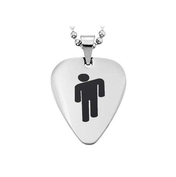 Billie Eilish Logo Guitar Pick Necklace With Stainless Steel Pendant Featuring American Rapper_ipsvogv.com