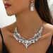 Ladies' necklace earring set with niche inlaid diamond design, collarbone chain, versatile earrings_ipsvogv.com