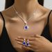 Royal Blue Earring Set For Party Banquet Jewelry Bride Wedding Rhinestone Necklace And Earrings_ipsvogv.com