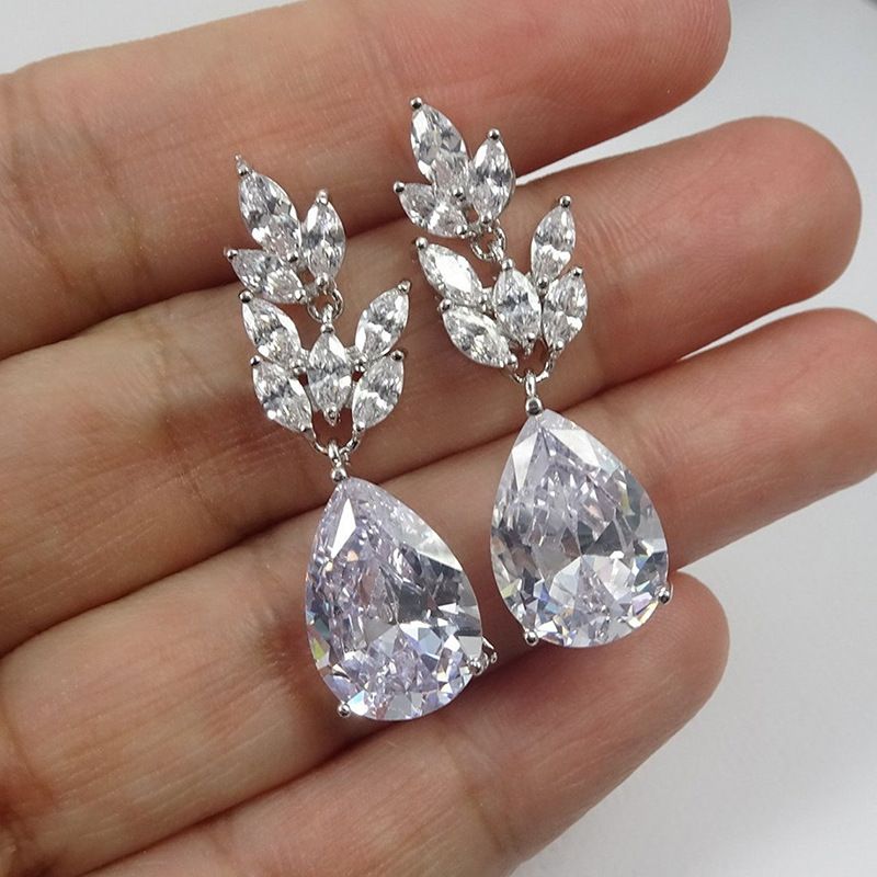 Cao Shi's New Bridal Luxury Water Drop Pear Shaped Zircon Pendant For Women's Wedding Banquet Earrings_ipsvogv.com