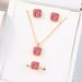 Three piece set with diamond and zircon necklace, earrings, ring, female pendant, internet celebrity live broadcast clavicle chain_ipsvogv.com