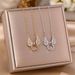 Full Diamond Angel Wings Titanium Steel Female Advanced Design Colorless Collar Chain Necklace Jewelry_ipsvogv.com