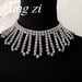 Tassels exaggerated full diamond necklace rhinestone tassel light luxury necklace personality dinner party temperament net celebrity necklace_ipsvogv.com