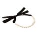 Trendy Jewelry Black Ribbon Knot Choker Clavicle Chain Fashion Pearl Necklace_ipsvogv.com