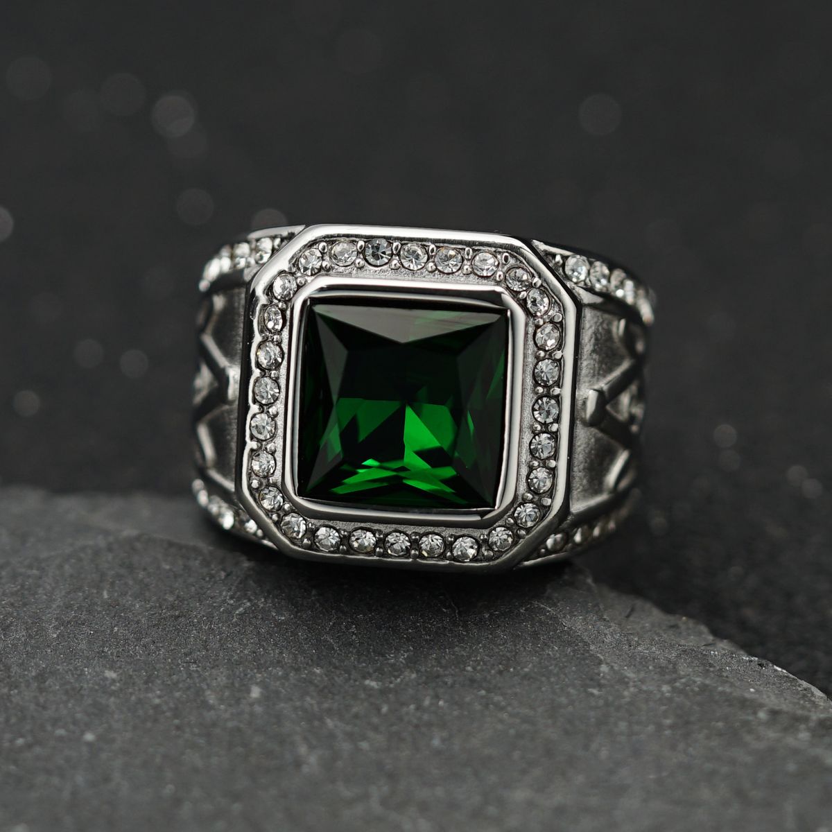 New Style Titanium Steel/316 Stainless Steel Inlaid Colorful Masonic AG Ring_ipsvogv.com