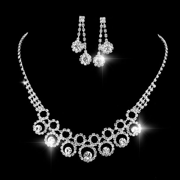 Plum Blossom Jewelry Set - Necklace, Earrings & Bracelet For Wedding & Dinner Party (Korean Style)_ipsvogv.com