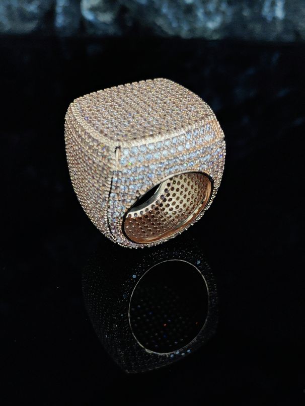 Men’s Jewelry Set Fashion Hip Hop Full Diamond Big Square Ring Copper Inlaid Zircon Real Gold Electroplating Fashion Personality Trendy Ring_ipsvogv.com