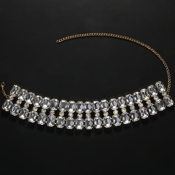 Exaggerated Rhinestone Multi-row Necklace European And American High-end Sense Full Diamond Collarbone Chain Women's Accessories Necklace_ipsvogv.com