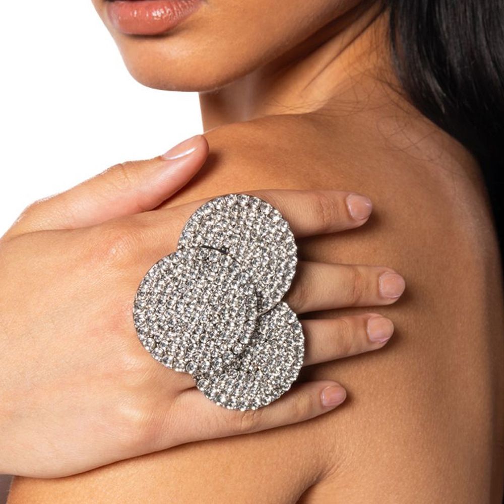 geometric ring gorgeous high-grade rhinestone round ring niche female versatile light luxury jewelry ring_ipsvogv.com