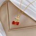 Fruit 【 】 Red Cherry Fashionable Light Luxury Temperament Gorgeous Full Diamond Necklace Women's Versatile Clavicle 【 】_ipsvogv.com
