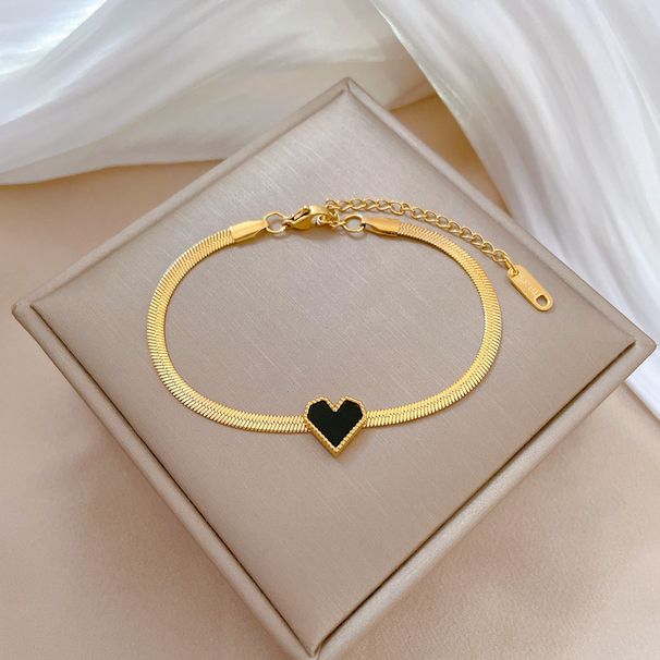 【 Full Body Titanium Steel 】 Personalized Peach Heart Snake Chain Round Bead Furnace Gold Bracelet At The East Gate,_ipsvogv.com