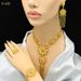 Bridal gold-plated rhinestone jewelry set Butterfly Pendant Necklace Earrings Ring bracelet_ipsvogv.com