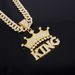 Unisex Alloy Necklace Crown KING Single Row Diamond Inlaid Diamond Pendant Men And Women Hip Hop Personality Full Diamond Jewelry Pendant_ipsvogv.com