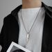 Titanium steel square necklace men's simple 26 English letters pendant niche design accessories trendy accessories_ipsvogv.com