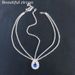 Blue water drop pendant head chain fashionable multi layer rhinestone forehead chain hair accessories jewelry_ipsvogv.com