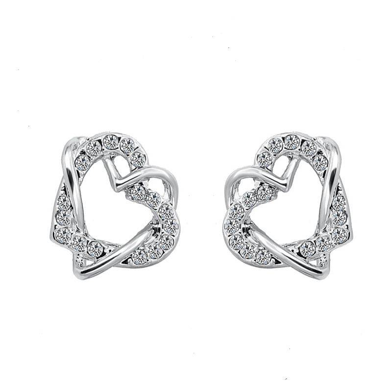 Women’s Jewelry Set Fashion fashion heart shaped earrings and necklace jewelry set zircon micro inlaid real gold plated_ipsvogv.com