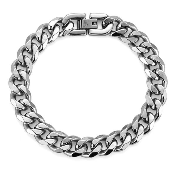 Titanium Steel Cuban Trendy Ins Style Thick Bracelet Men's Jewelry Buckle Chain Polished Punk Hand Accessories_ipsvogv.com