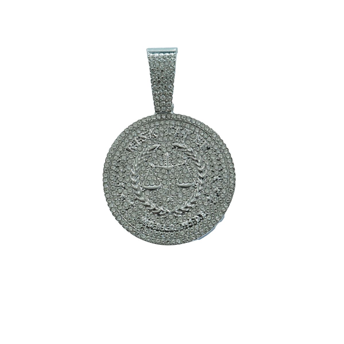 Hip Hop Round Full Diamond Libra Constellation Pendant, A Symbol Of Fair And Just Trial, Fashionable Men's Accessories_ipsvogv.com