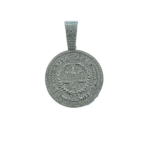 Hip Hop Round Full Diamond Libra Constellation Pendant, A Symbol Of Fair And Just Trial, Fashionable Men's Accessories_ipsvogv.com