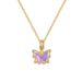 Pink 【 】 Butterfly Zircon Light Luxury Charm Gorgeous Full Diamond Necklace Women's Versatile Clavicle Titanium Steel 【 】_ipsvogv.com