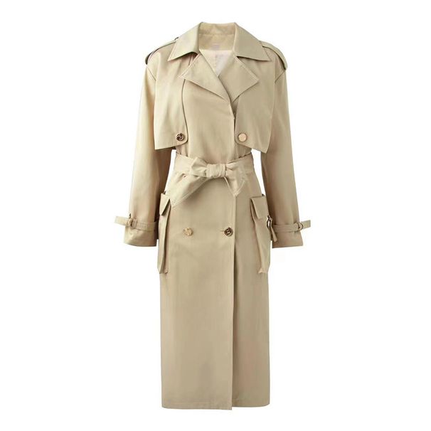 Women's Clothing early autumn high end coat over the knee long raglan sleeves windbreaker lace up waist cross border trend_ipsvogv.com