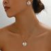 Minimalist style women's necklace earring set, niche inlaid geometric design, collarbone chain jewelry_ipsvogv.com