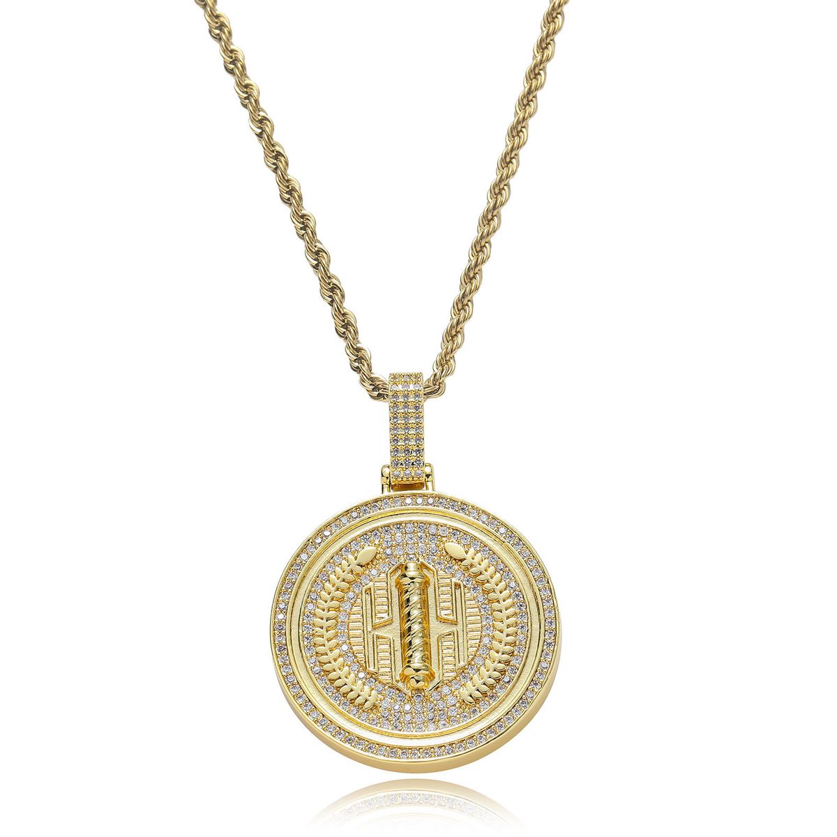 Pendants & Charms Hip Hop Pendant Round Wheat Ear Medal Pendant Creative Trend Micro Inlaid Zircon Hip Hop Necklace For Men_ipsvogv.com