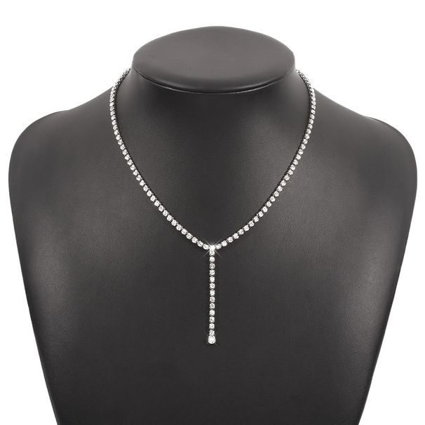 N9762 stylish minimalist with geometric Y-shaped full diamond necklace, personalized and creative new necklace_ipsvogv.com