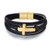 Men's Jewelry Leather Rope Bracelet Cross Anchor Stainless Steel Vacuum Gold Men's Braided Bracelet_ipsvogv.com