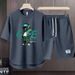 Men's Clothing 2024 Waffle Casual Summer Suit Men's Loose Teen Short sleeved T shirt Shorts Handsome Two piece Suit_ipsvogv.com