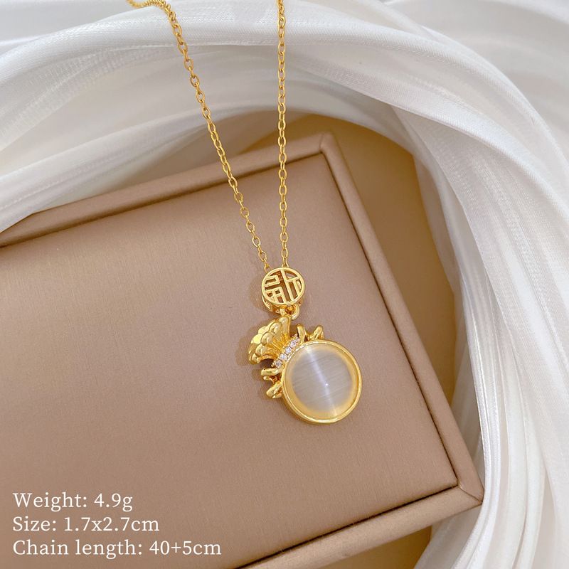 【 Titanium Steel 】 Simple Lucky Bag Of Diamonds, Fashionable And Luxurious Temperament, Gorgeous Full Diamond Necklace,_ipsvogv.com