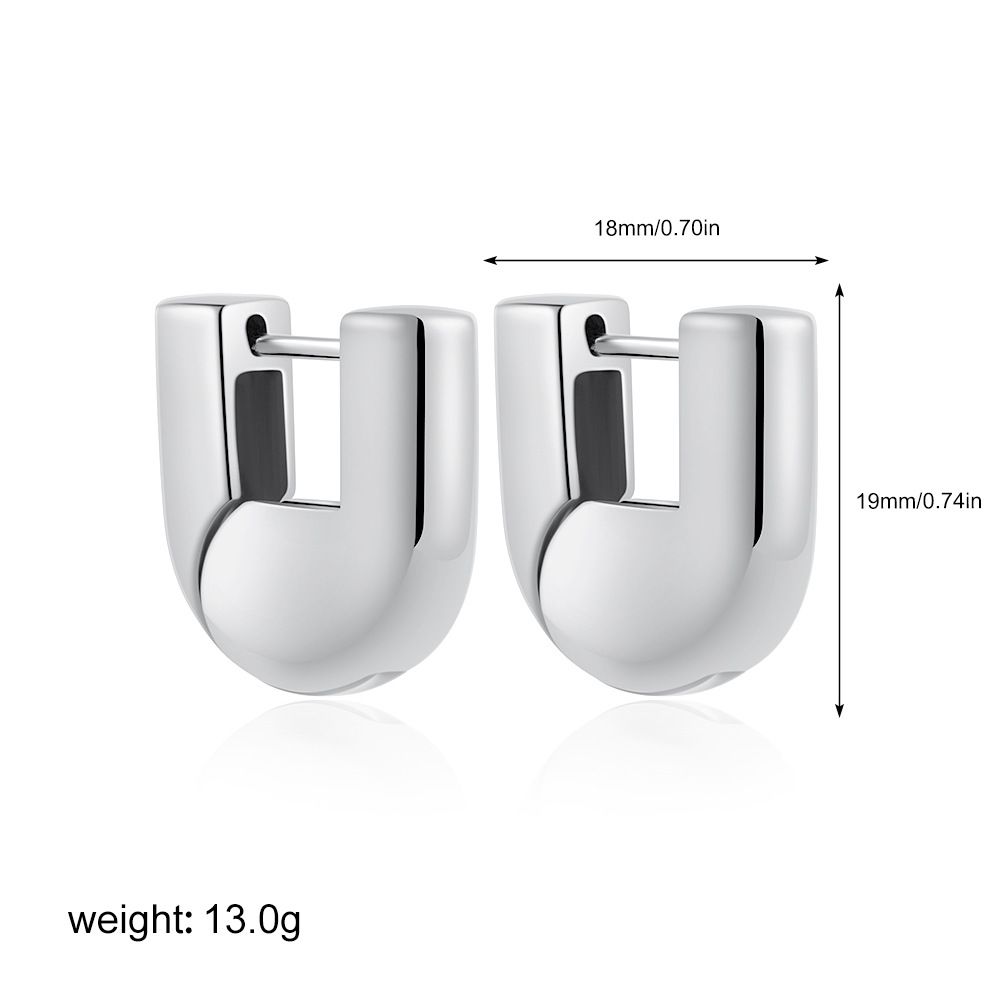 Unisex Simple Geometric U Shaped Earrings For Women With Cold Temperament Metal Niche Versatile Earrings_ipsvogv.com