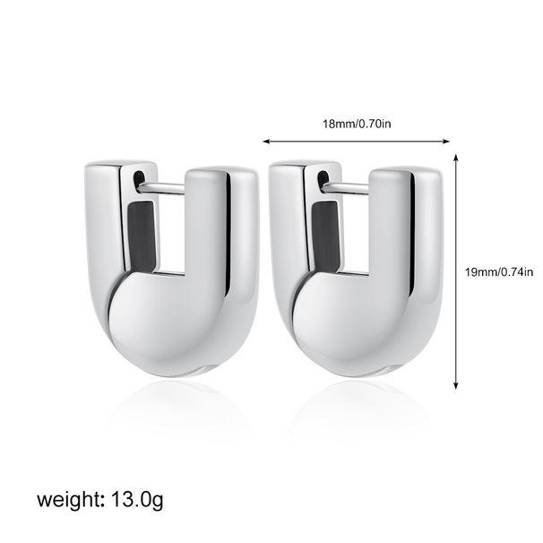 Unisex Simple Geometric U Shaped Earrings For Women With Cold Temperament Metal Niche Versatile Earrings_ipsvogv.com