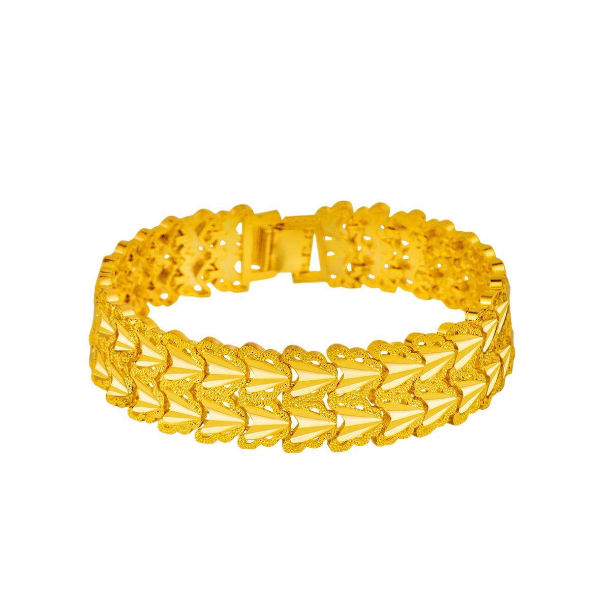 Fashion Coin Jewelry Clover Gold-Plated Men's Wide Carved Spark Bracelet Watch Chain_ipsvogv.com
