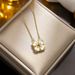 Netizen Love White Shell Four Leaf Grass Necklace for Women's Two Wear Creative Peach Blossom Titanium Steel Lock Bone_ipsvogv.com