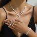 Trendy Gold And Silver Fashion Crystal Loose Diamond Necklace Earrings Bracelet Set Three Pieces_ipsvogv.com