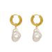 Fashionable Heavy Industry Gold Stainless Steel Earrings For Women, Minimalist Metal Cold Wind Earrings, Pearl_ipsvogv.com