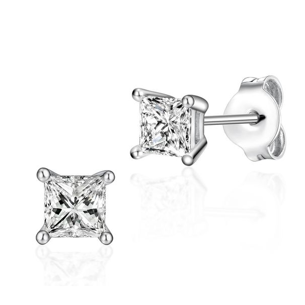 Zircon Earrings S925 Sterling Silver Square White Zircon Earrings Simple Fashion Personality All Match_ipsvogv.com