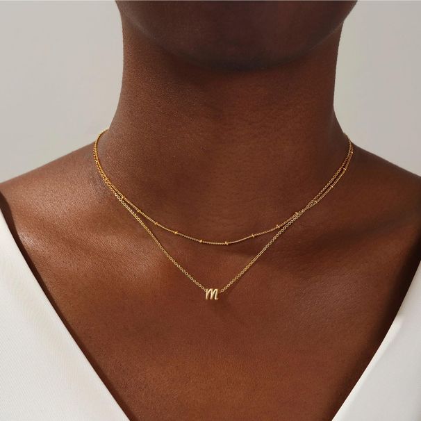 Brass real gold electroplating hot selling multi layer smooth 26 English letters personalized pendant ladies necklace_ipsvogv.com