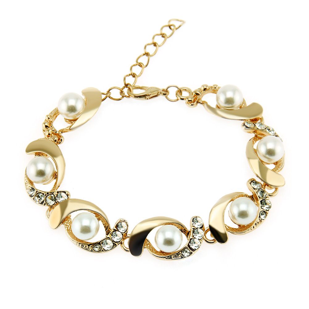 Korean minimalist pearl glitter diamond bracelet, geometric shaped bracelet for Sen students, women's jewelry_ipsvogv.com