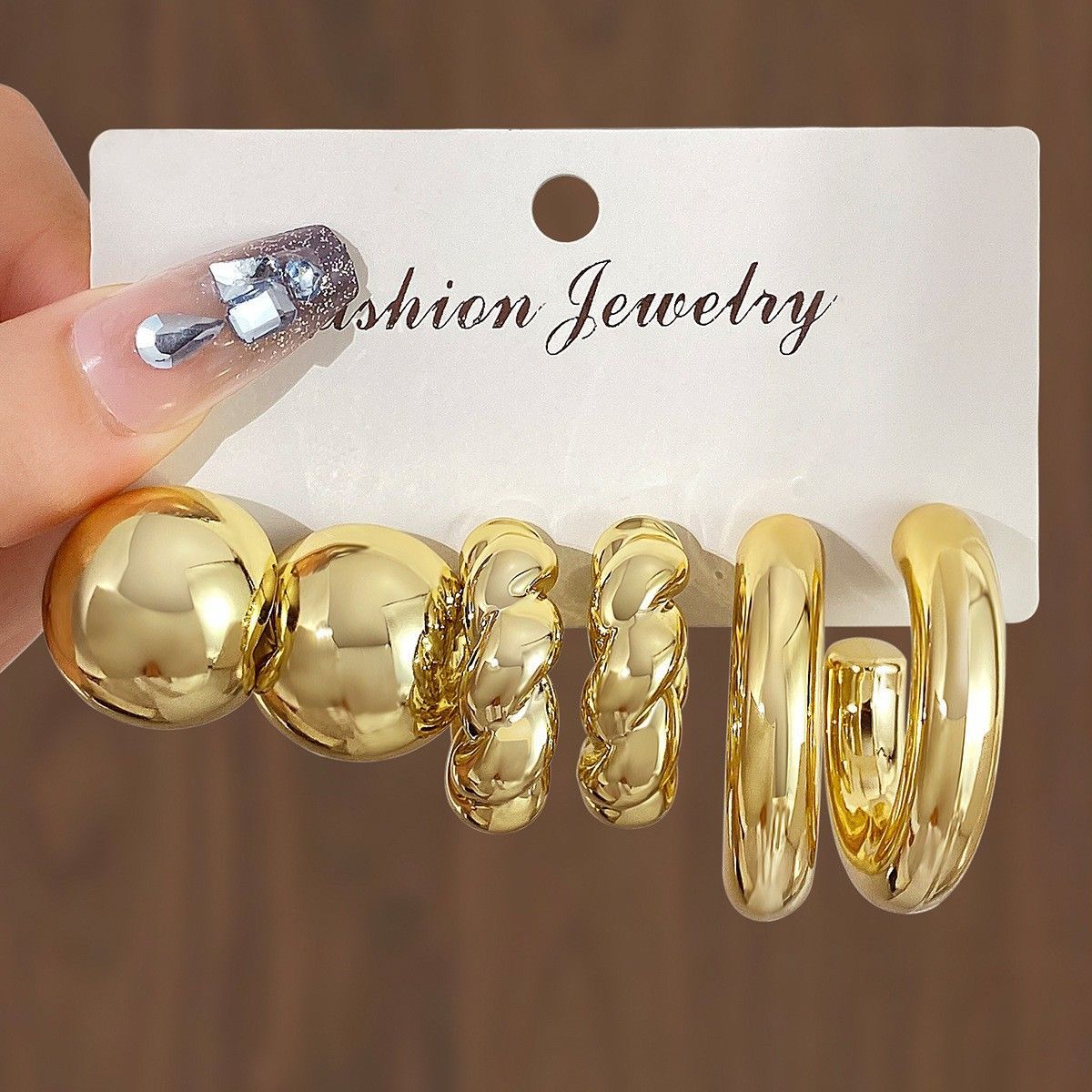 Unisex ins style temperament metal geometric twist earrings combination earrings_ipsvogv.com