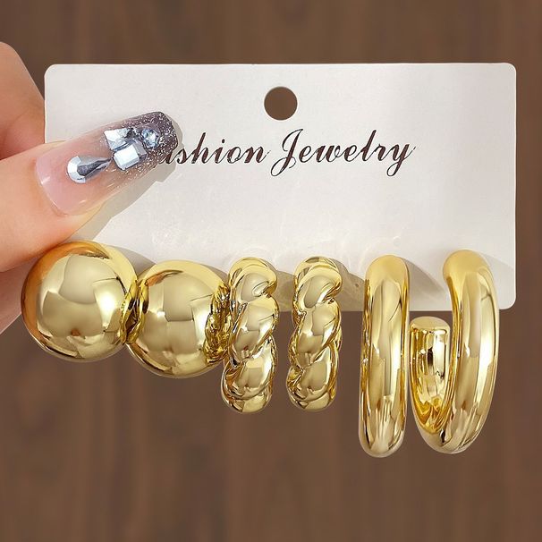Unisex ins style temperament metal geometric twist earrings combination earrings_ipsvogv.com